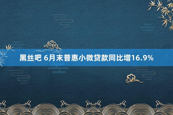 黑丝吧 6月末普惠小微贷款同比增16.9%