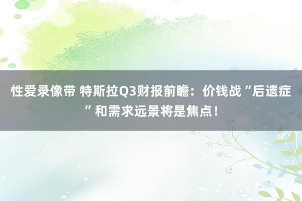 性爱录像带 特斯拉Q3财报前瞻：价钱战“后遗症”和需求远景将是焦点！