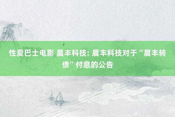 性爱巴士电影 晨丰科技: 晨丰科技对于“晨丰转债”付息的公告