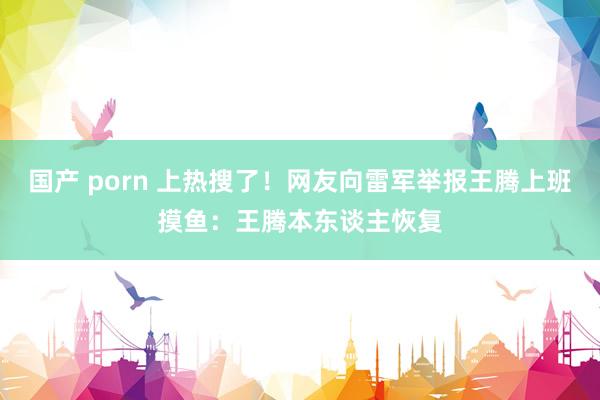 国产 porn 上热搜了！网友向雷军举报王腾上班摸鱼：王腾本东谈主恢复