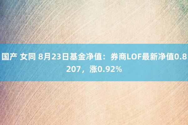 国产 女同 8月23日基金净值：券商LOF最新净值0.8207，涨0.92%